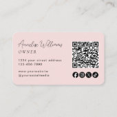 Carte De Visite Code QR d'icône sociale Rose Pâle Modern Nails Pho (Dos)