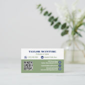Carte De Visite Code QR d'icônes professionnelles Olive & Bleu mar (Debout devant)