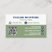Carte De Visite Code QR d'icônes professionnelles Olive & Bleu mar (Devant)