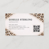 Carte De Visite Code QR d'impression de léopard guépard consultant (Dos)