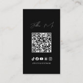 Carte De Visite Code QR d'influenceur social de luxe minimal moder (Dos)