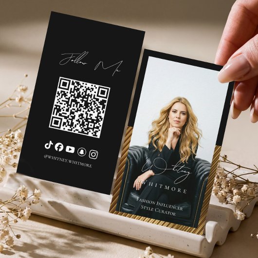 Carte De Visite Code QR d'influenceur social de luxe minimal moder