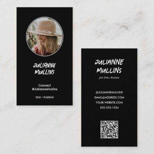 Carte De Visite Code QR d'influenceur sur les médias sociaux (Devant / Derrière)