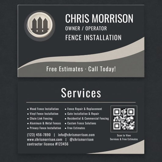 Carte De Visite Code QR d'installation de clôture