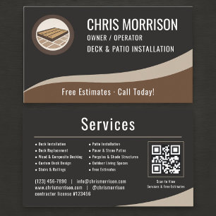 Carte De Visite Code QR d'installation de terrasse et de deck