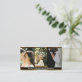 Carte De Visite Code QR Diviseur à gradient doré Photographe (Debout devant)