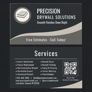 Carte De Visite Code QR Drywall Professionnel