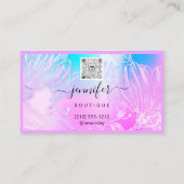 Carte De Visite Code QR du cadre de fleurs Logo Lash Studio person (Dos)