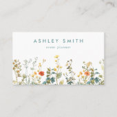 Carte De Visite Code QR du champ Fleur sauvage élégant (Devant)