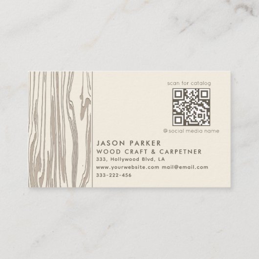 Carte De Visite Code Qr du charpentier professionnel du bois sculp (Dos)
