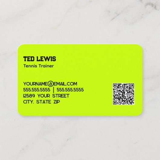 Carte De Visite Code QR du coach de tennis (Dos)