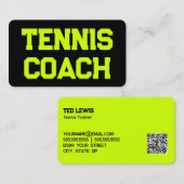Carte De Visite Code QR du coach de tennis (Devant / Derrière)