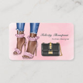 Carte De Visite Code QR du concepteur de mode rose et or (Devant)