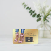 Carte De Visite Code QR du concepteur de mode rose et or (Debout devant)