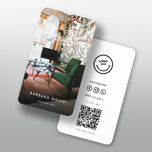 Carte De Visite Code Qr du concepteur d'intérieur moderne