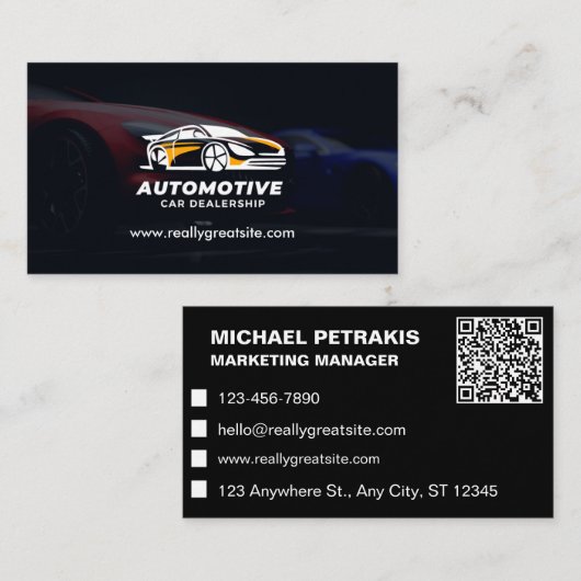 Carte De Visite Code QR du concessionnaire automobile (Devant / Derrière)