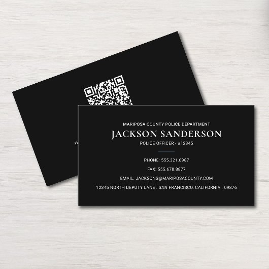 Carte De Visite Code QR du département de police Application de la