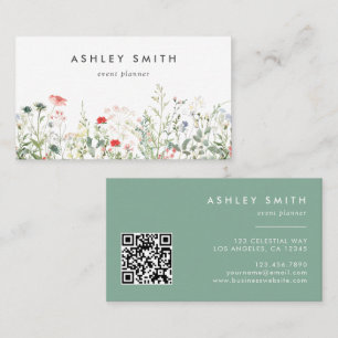 Carte De Visite Code QR du fleur sauvage Meadow