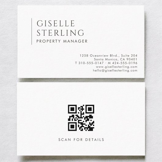Carte De Visite Code QR du gestionnaire de biens moderne professio