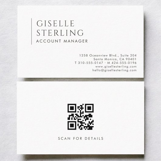 Carte De Visite Code QR du gestionnaire de compte moderne professi