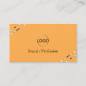 Carte De Visite Code QR du logo aux lignes argentées Orange et Pêc (Devant)