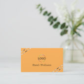 Carte De Visite Code QR du logo aux lignes argentées Orange et Pêc (Debout devant)