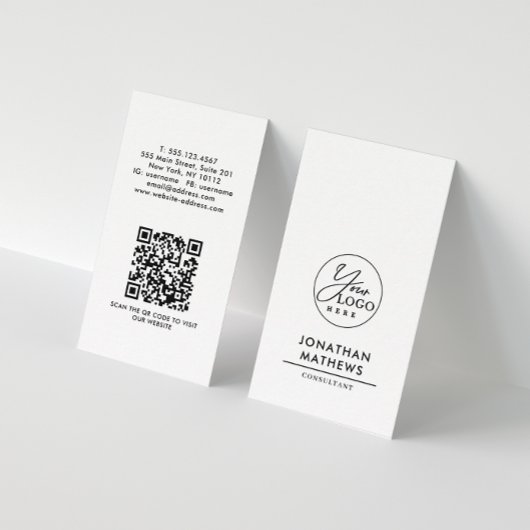 Carte De Visite Code QR du logo blanc clair générique professionne
