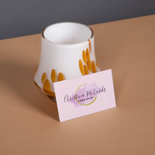Carte De Visite Code QR du logo couleur rose élégant