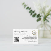Carte De Visite Code QR du logo d'agent immobilier moderne blanc (Debout devant)