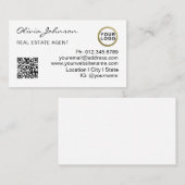 Carte De Visite Code QR du logo d'agent immobilier moderne blanc (Devant / Derrière)