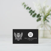 Carte De Visite Code QR du logo de barbier professionnel Silver Ow (Debout devant)