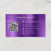 Carte De Visite Code QR du logo de la société Brossé Metallic Purp (Dos)