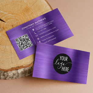 Carte De Visite Code QR du logo de la société Brossé Metallic Purp