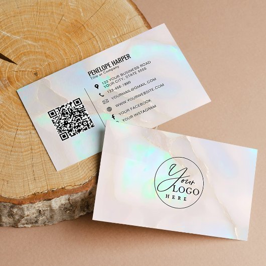 Carte De Visite Code QR du logo de la société professionnelle Opal