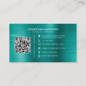 Carte De Visite Code QR du logo de la société Turquoise métallique (Dos)