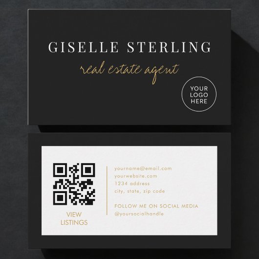 Carte De Visite Code QR du logo de l'agence immobilière minimalist