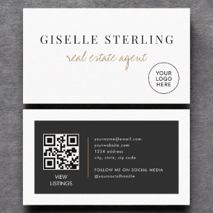 Carte De Visite Code QR du logo de l'agence immobilière minimalist