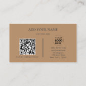 Carte De Visite Code QR du logo de l'entreprise | Brown Moderne Pr (Dos)