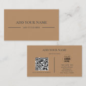 Carte De Visite Code QR du logo de l'entreprise | Brown Moderne Pr (Devant / Derrière)