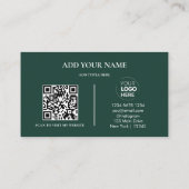 Carte De Visite Code QR du logo de l'entreprise | Green Modern Pro (Dos)