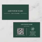 Carte De Visite Code QR du logo de l'entreprise | Green Modern Pro (Devant / Derrière)