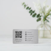 Carte De Visite Code QR du logo de l'entreprise métallisé (Debout devant)