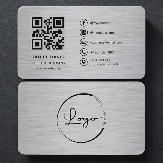 Carte De Visite Code QR du logo de l'entreprise métallisé