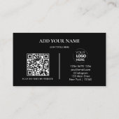 Carte De Visite Code QR du logo de l'entreprise | Noir moderne pro (Dos)