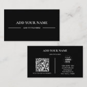 Carte De Visite Code QR du logo de l'entreprise | Noir moderne pro (Devant / Derrière)