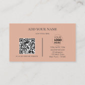 Carte De Visite Code QR du logo de l'entreprise | Pink Modern Prof (Dos)