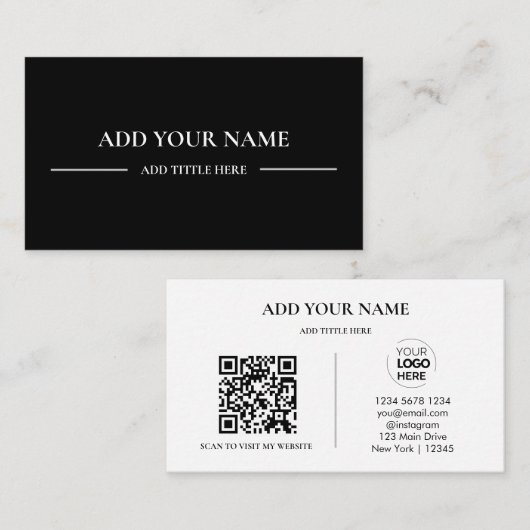 Carte De Visite Code QR du logo de l'entreprise | Professionnel mo (Devant / Derrière)