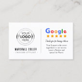 Carte De Visite Code QR du logo de restaurant Google (Devant)