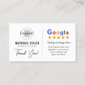 Carte De Visite Code QR du logo de restaurant Google (Devant)