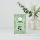 Carte De Visite code QR du logo de script des services de doula Ve (Debout devant)